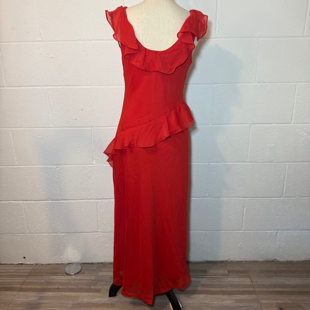 A New Day Women's Red Long Ruffled Slip Dress - Picture 9 of 12